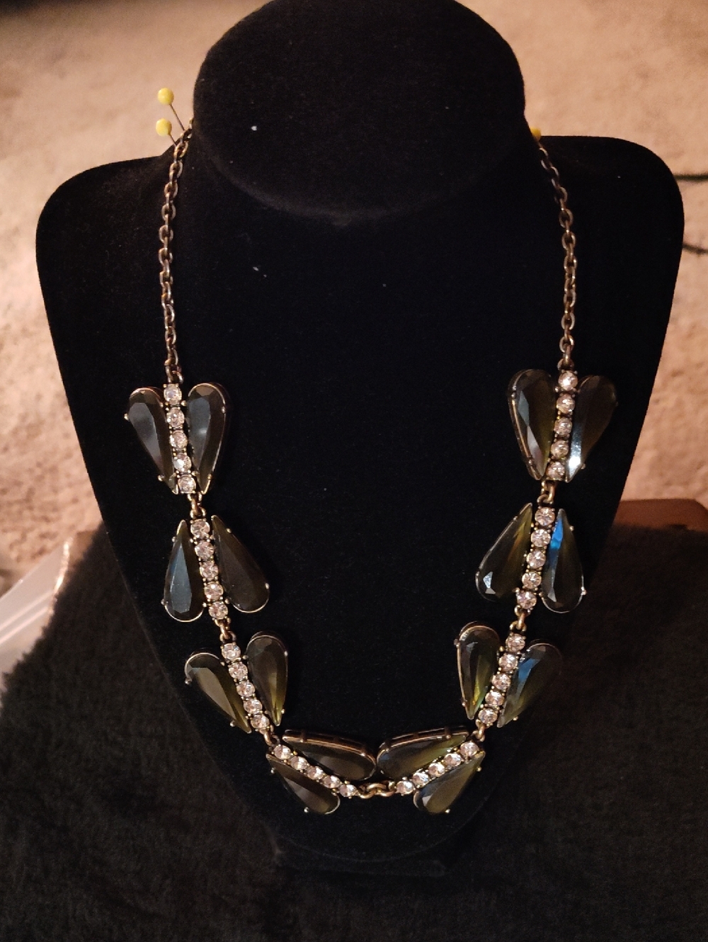 J Crew Smoky Teardrop Statement Necklace with Sparkling Accents